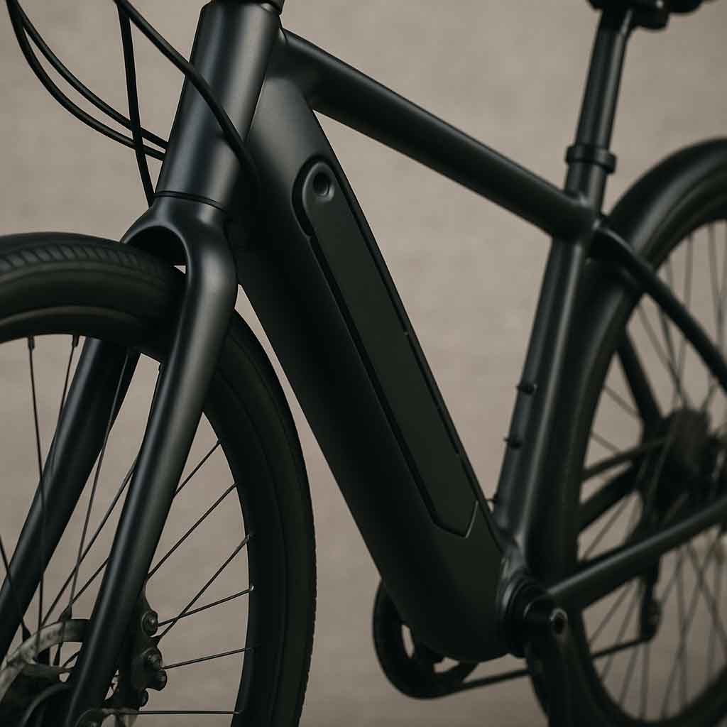 Electric bike frame close-up