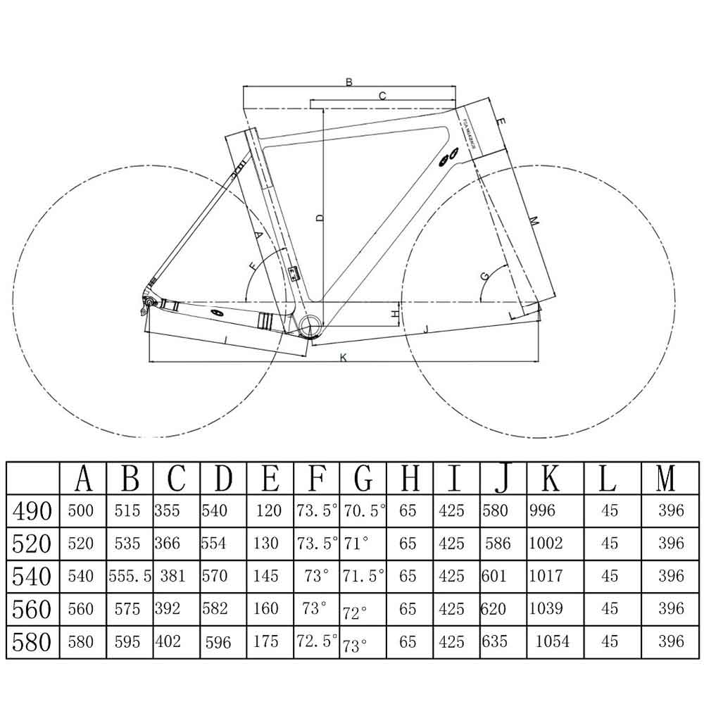FM166 Cyclocross Bike Frame Geometry
