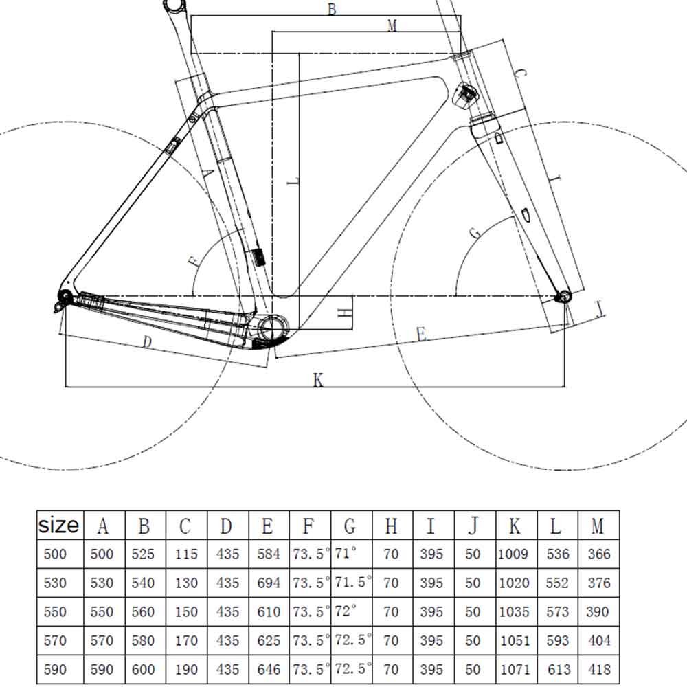 FM266 Carbon Gravel Bike Frame Geometry