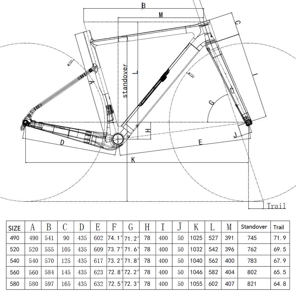 FM296 Gravel Bike Frame Geometry
