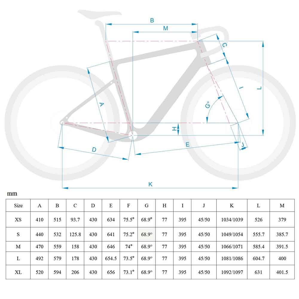 FM306 Gravel Bike Frame Geometry