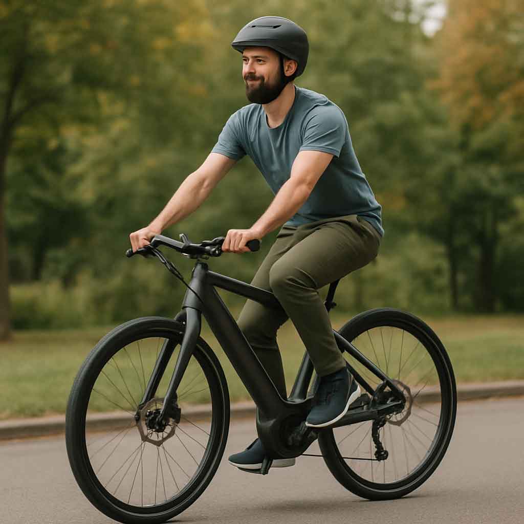 Rider enjoying a carbon fiber e-bike