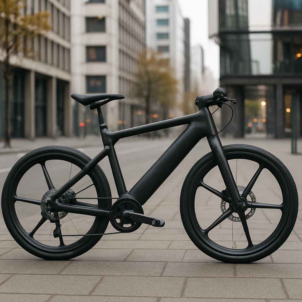 carbon fiber electric bike in city environment