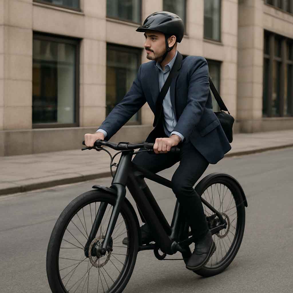 Commuter on a carbon e-bike