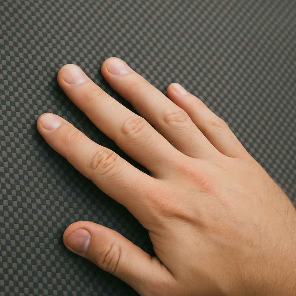 Person touching a carbon fiber surface