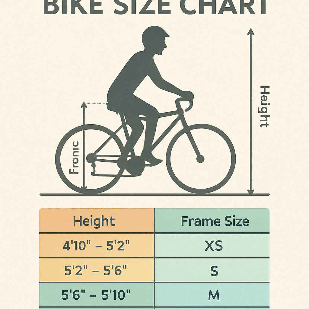 Illustration of a bike size chart