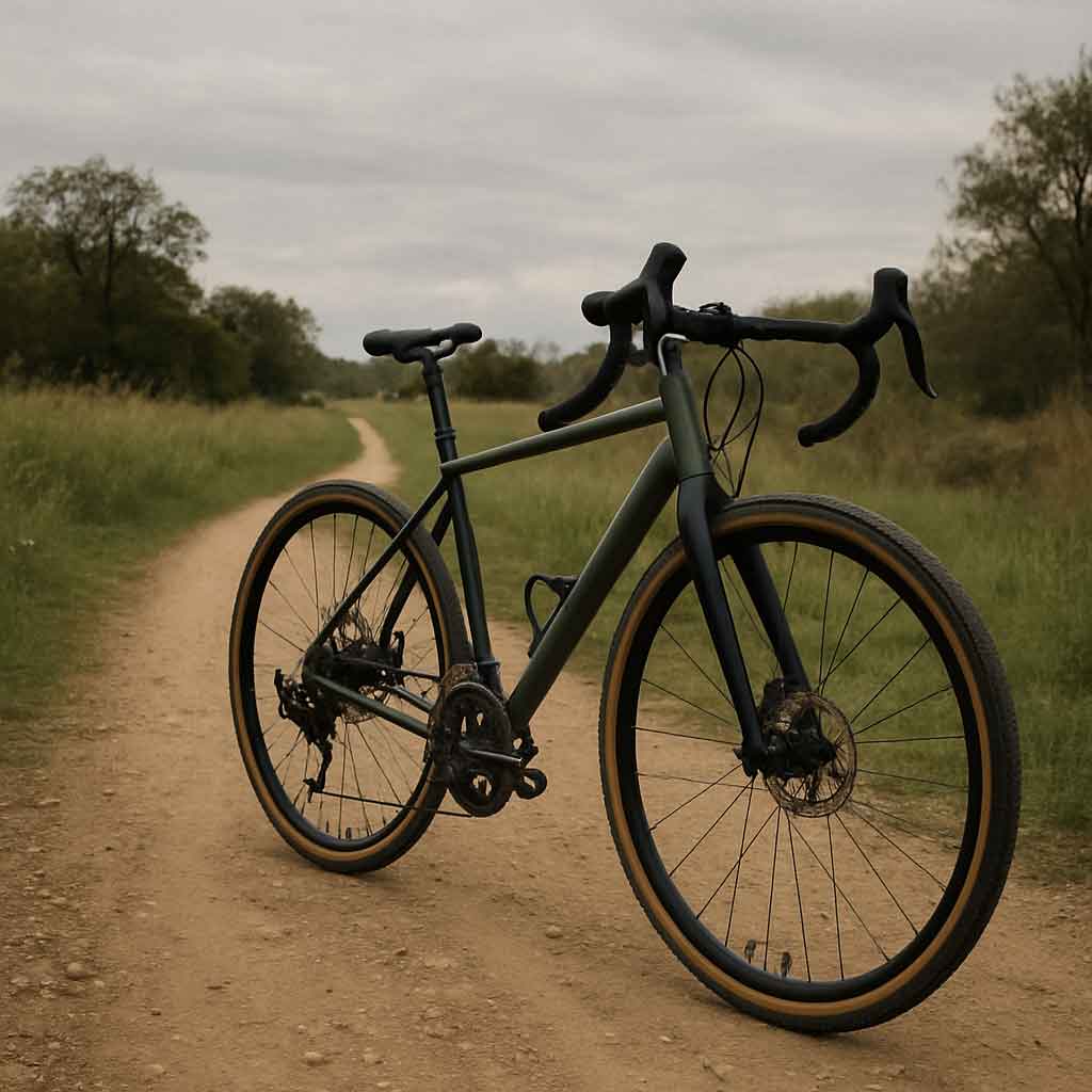 Gravel bike on a dirt path