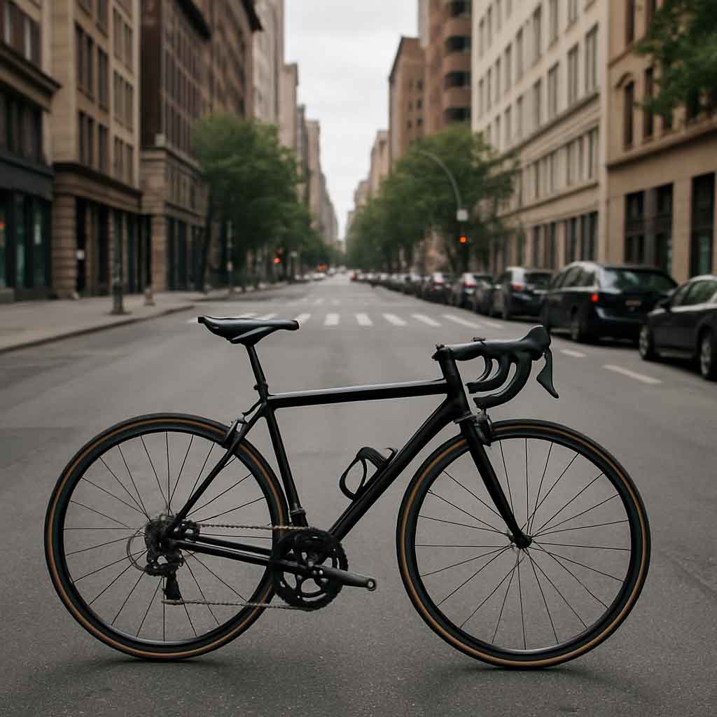 Road bike on a city street