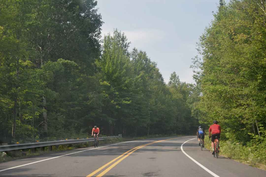 Cyclists riding mid-range road bikes