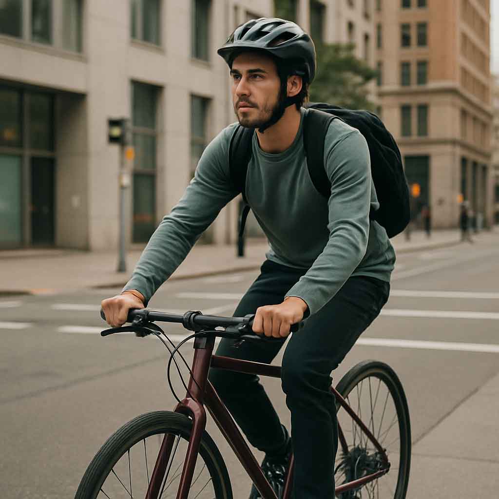 Urban cycling on a flat bar bike