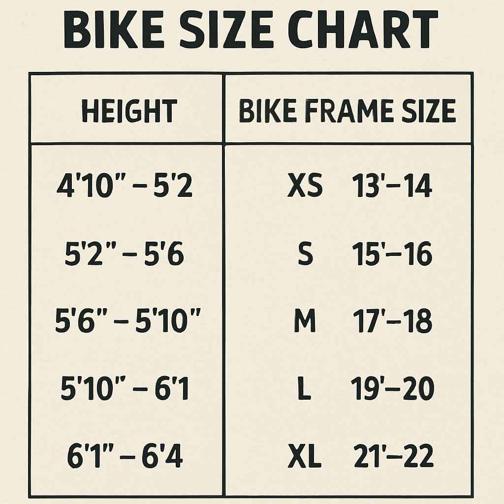 bike size chart example