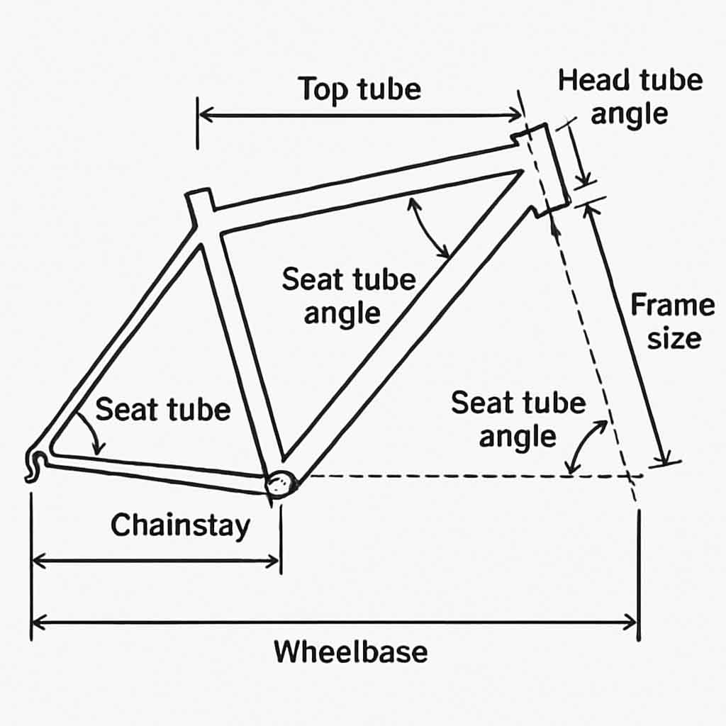 Illustration of bicycle frame geometry