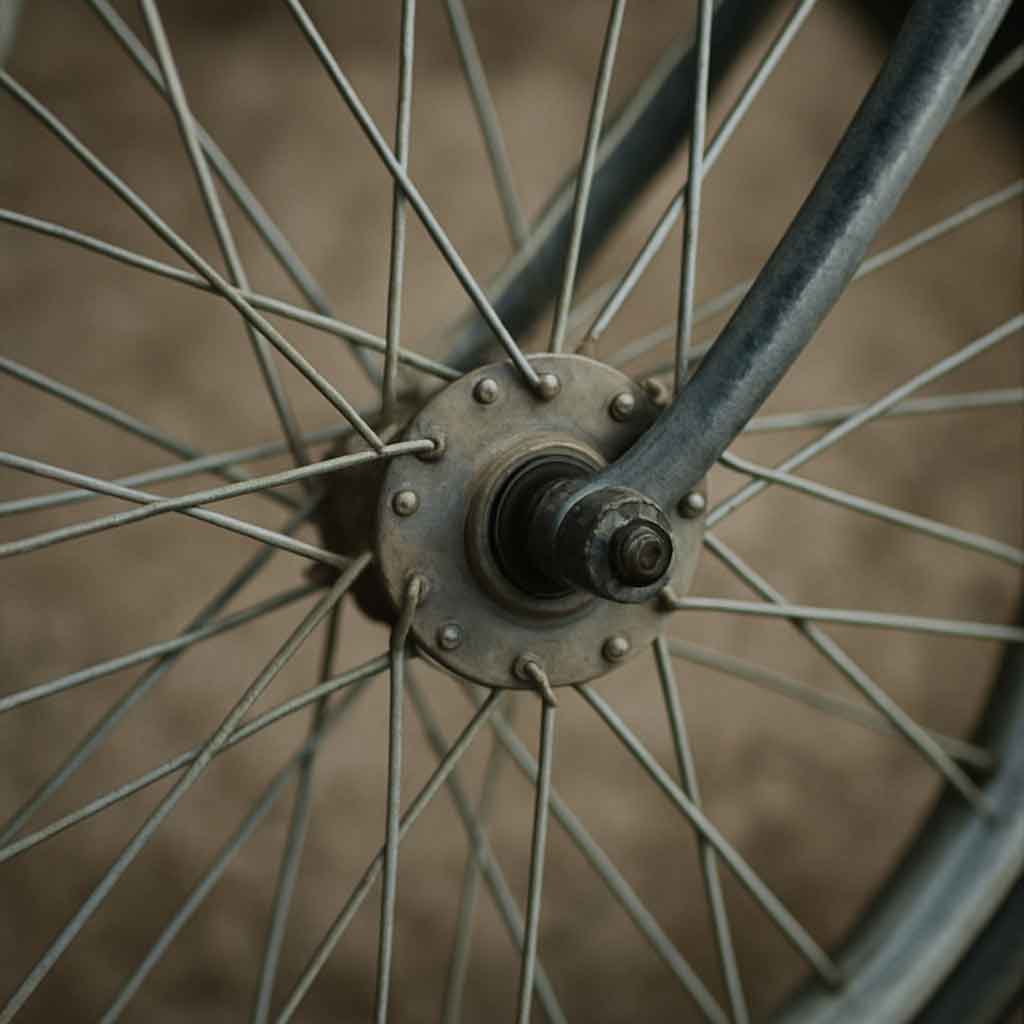 Bicycle wheel spokes close-up