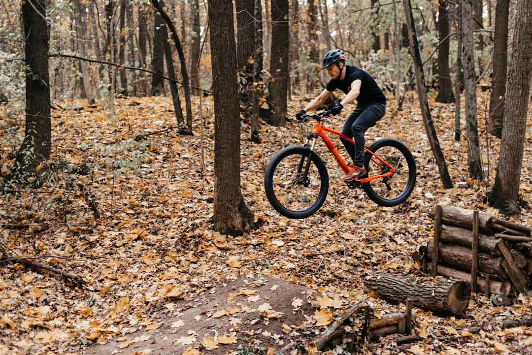 Rider enjoying a trail with 29 inch wheels