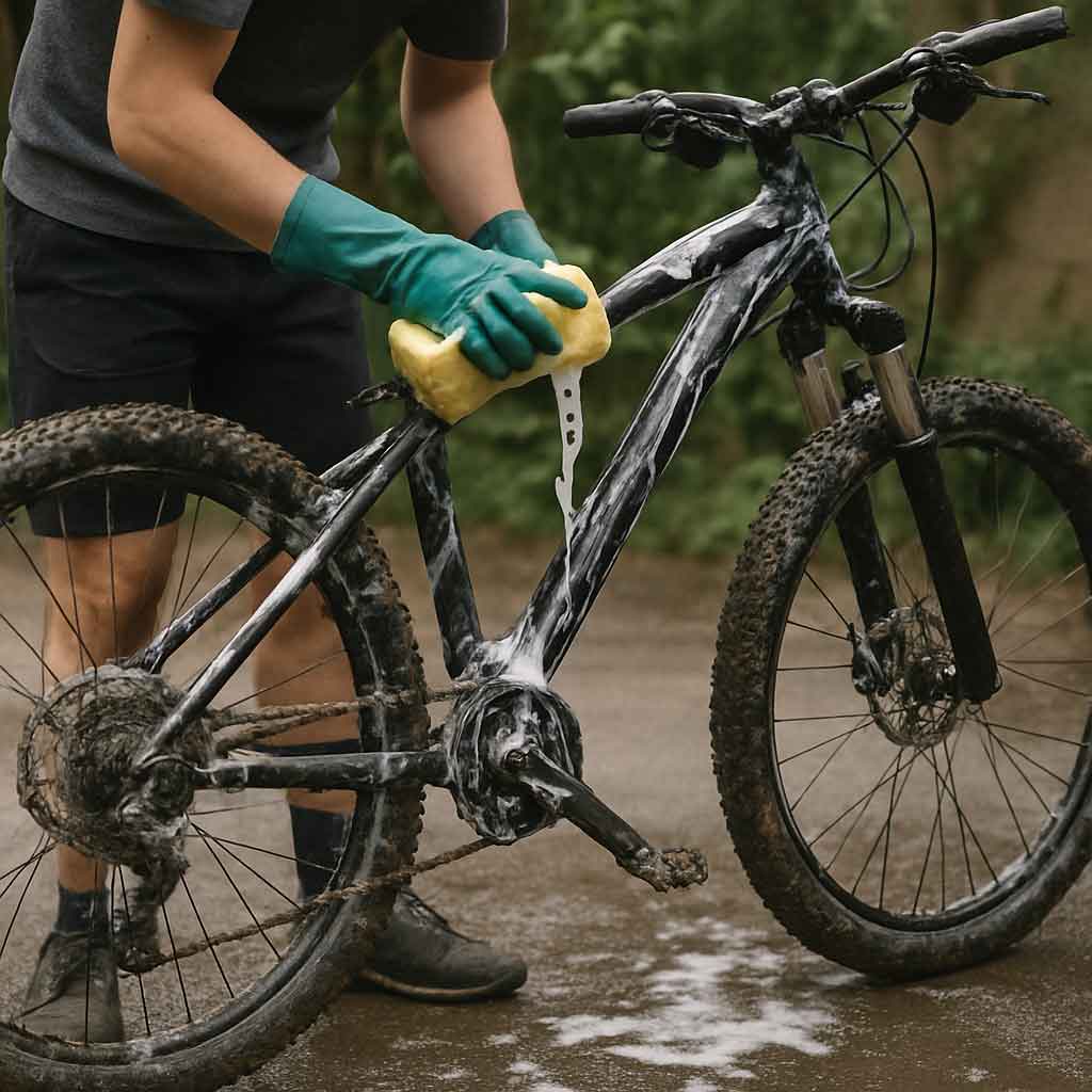Cleaning a mountain bike