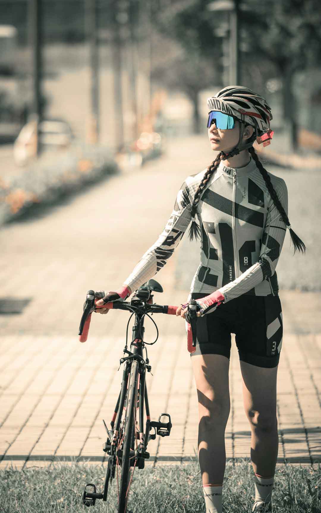 Cyclist with reflective gear