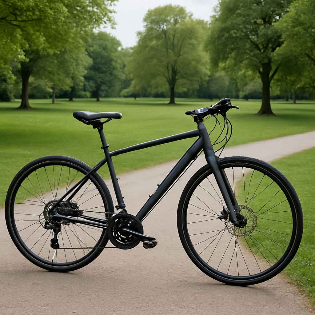Modern hybrid bike in a park