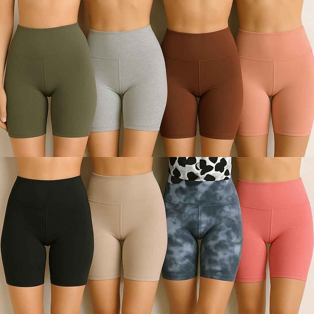 variety of womens bike shorts on display