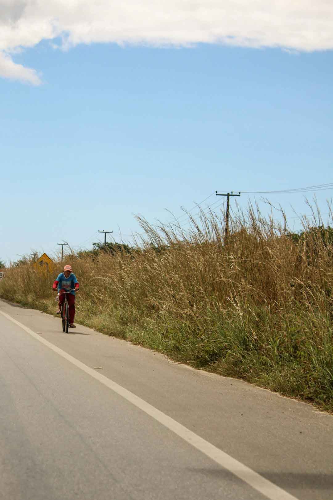 Female cyclist on a road bike in a scenic location