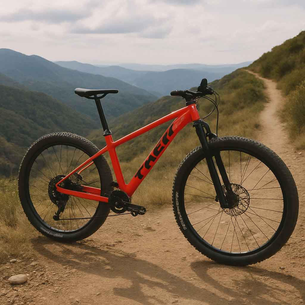 Trek bicycle on a mountain trail