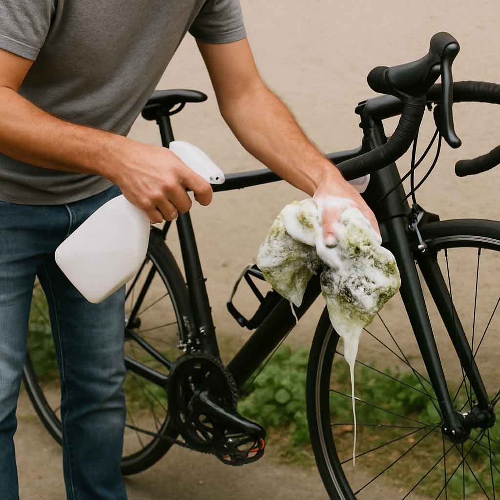 cleaning a road bike