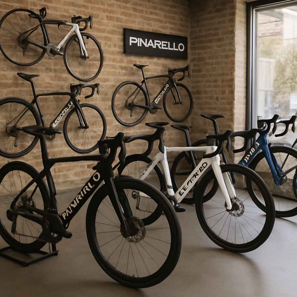 Bicycle shop with Pinarello bikes on display