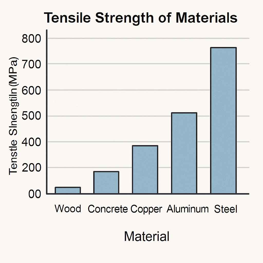 Graph showing tensile strength of materials