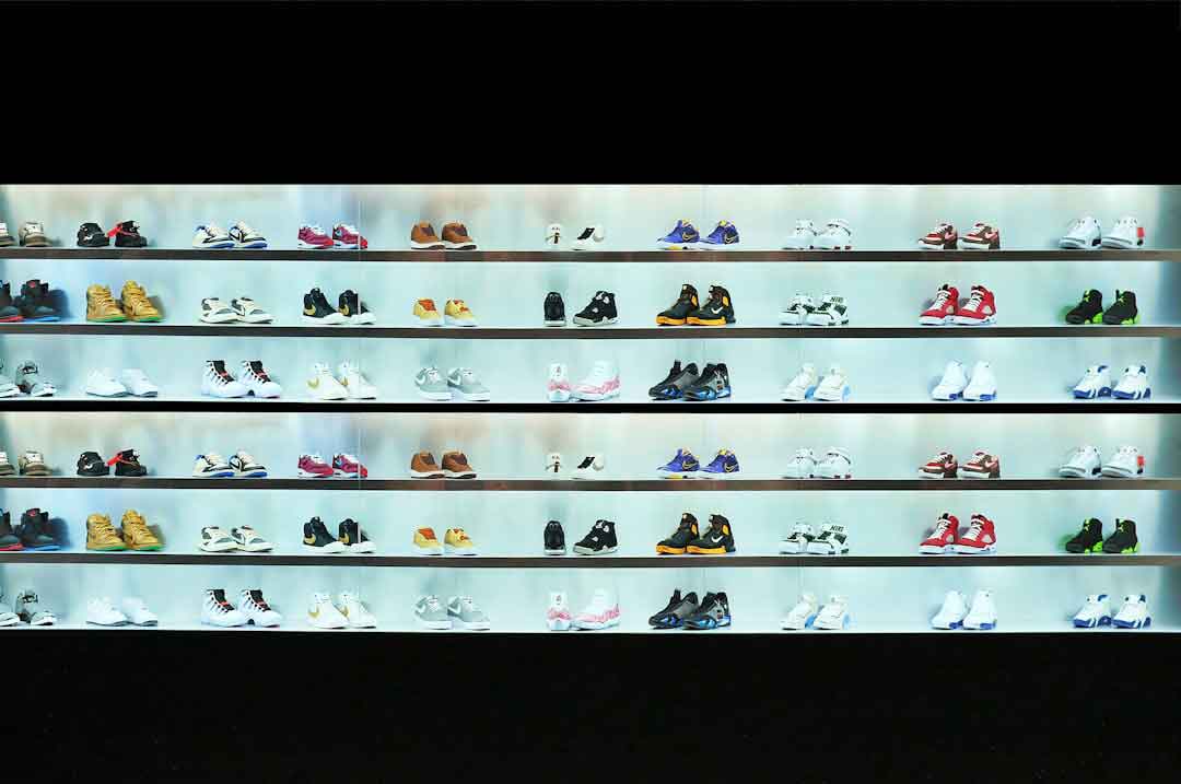 Display of various cycling shoe brands
