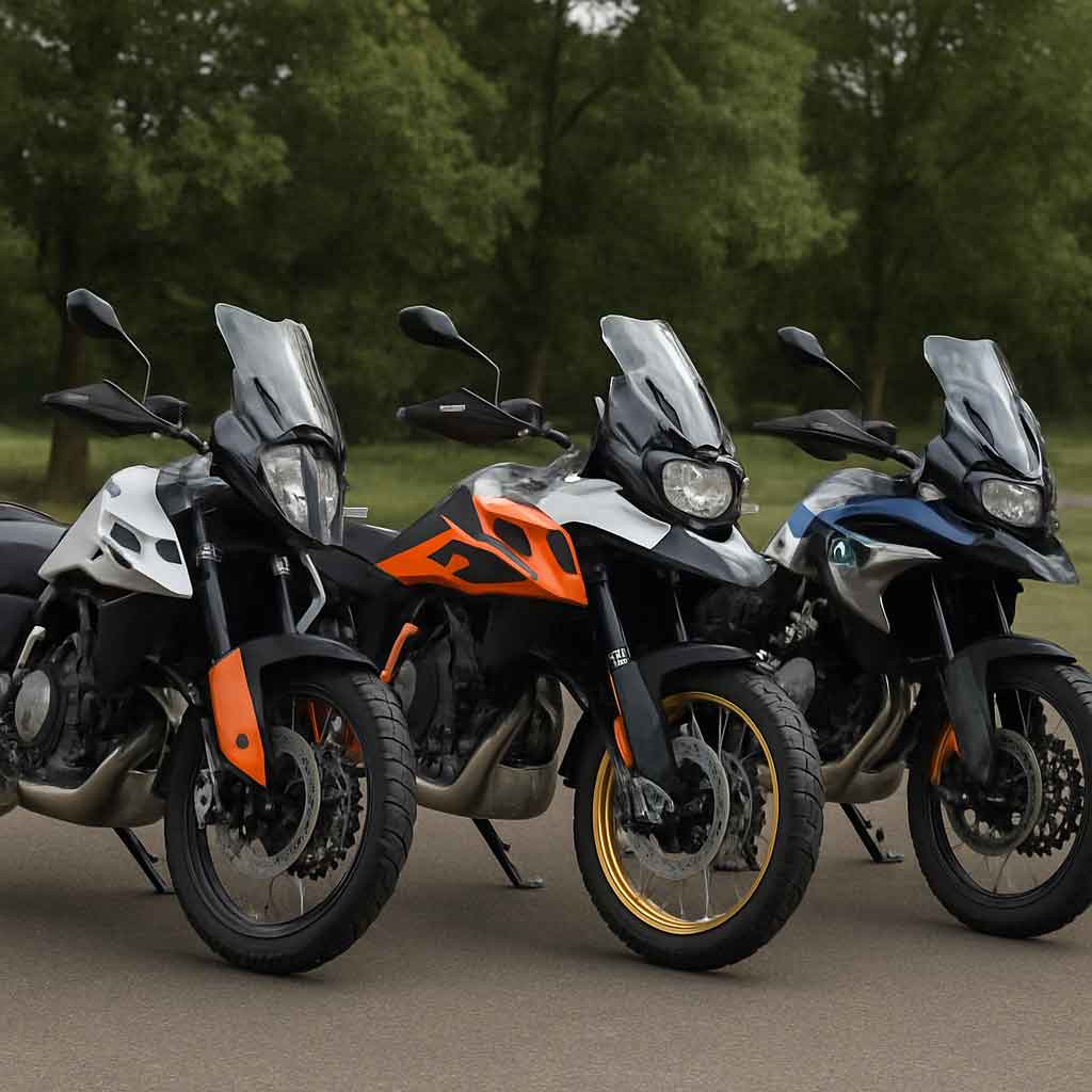 A selection of various adventure bikes