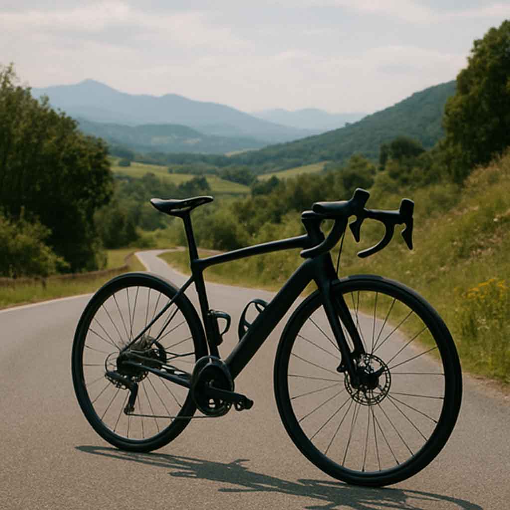 Endurance bike on a scenic road