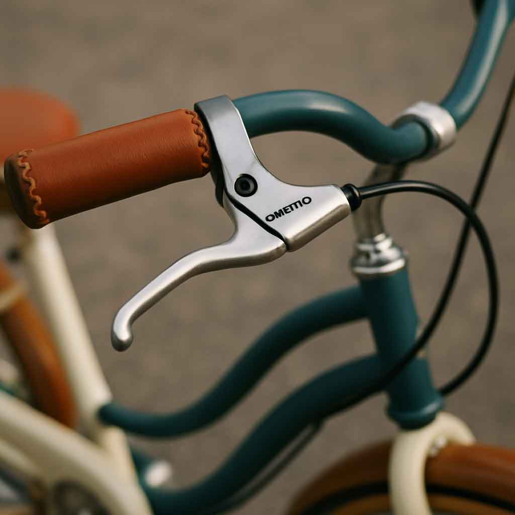close-up of a cruiser bike's hand brakes