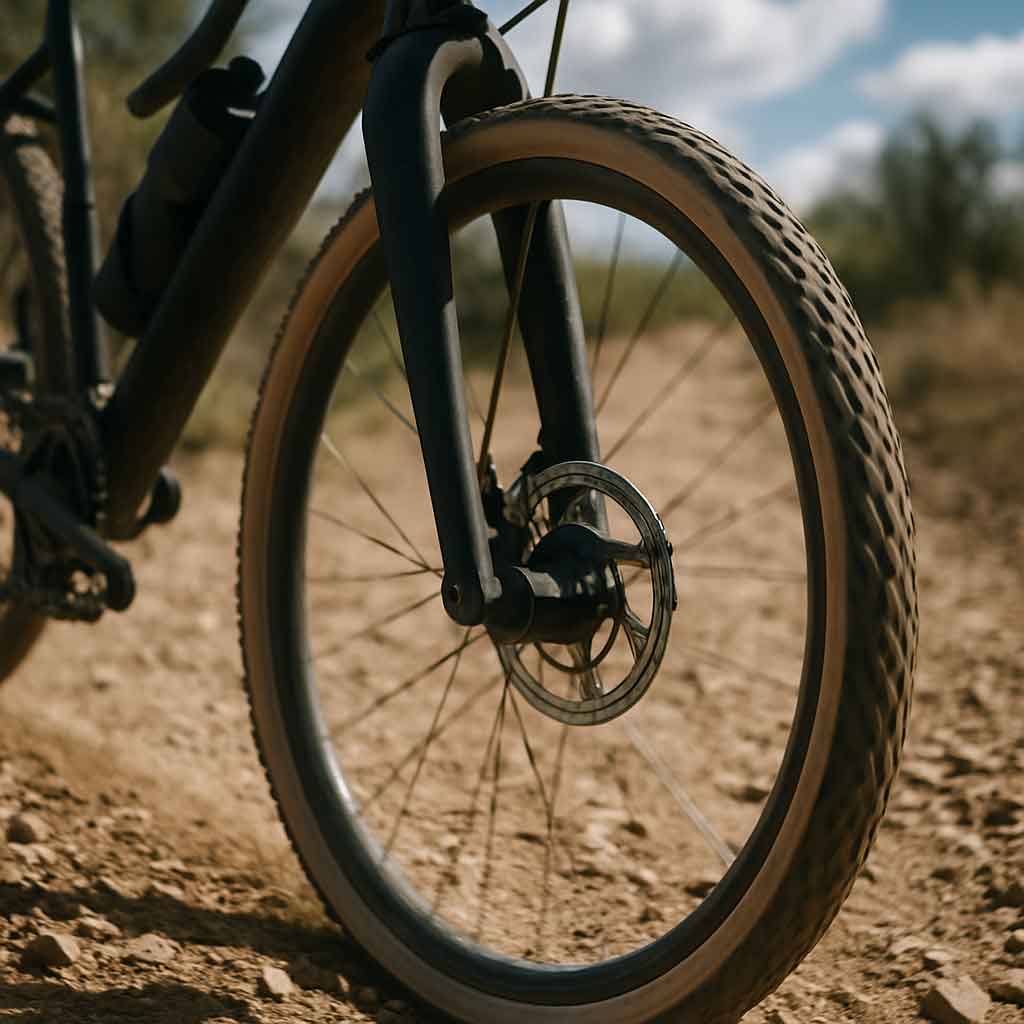 Image of a gravel bike fork in action