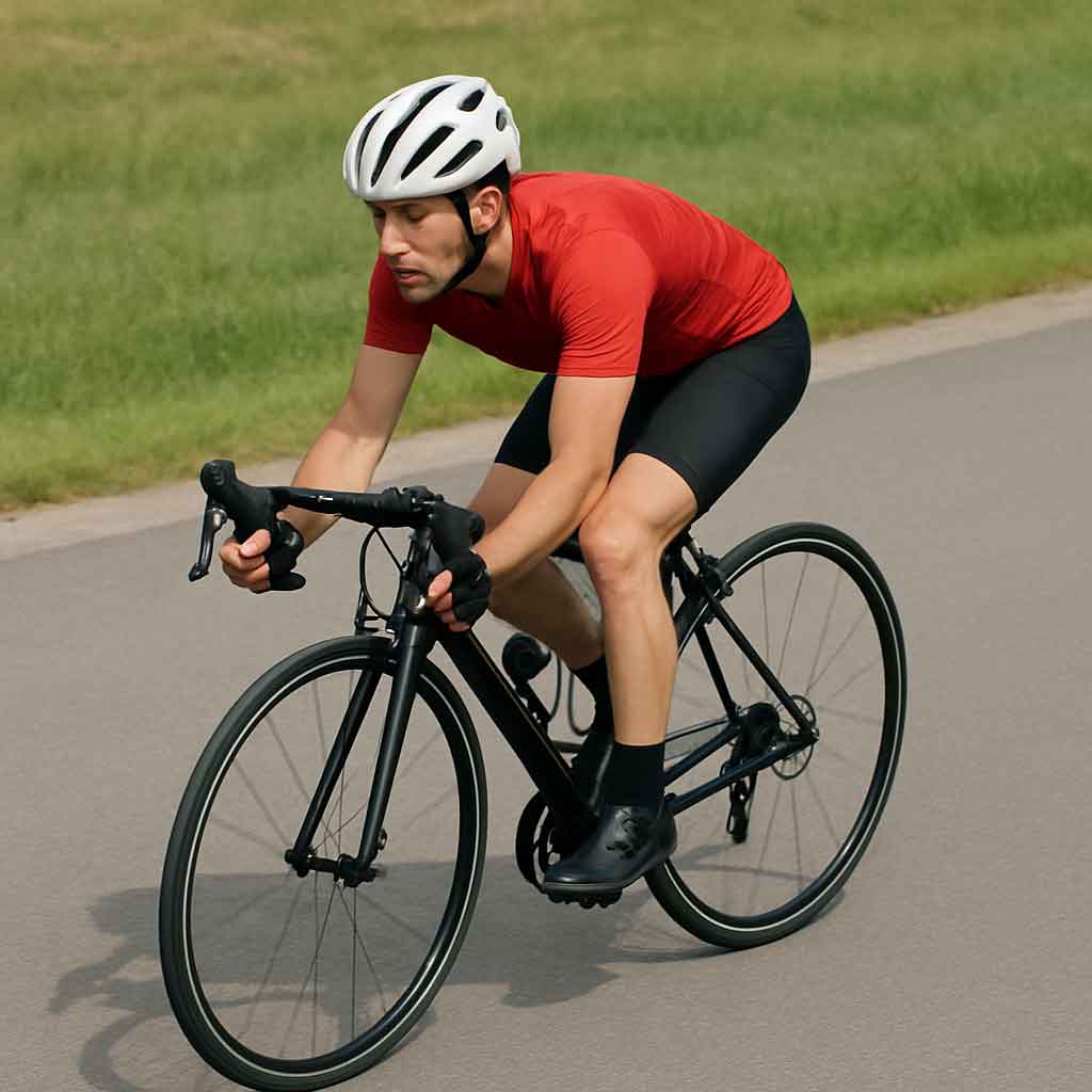 Road cyclist on smooth pavement