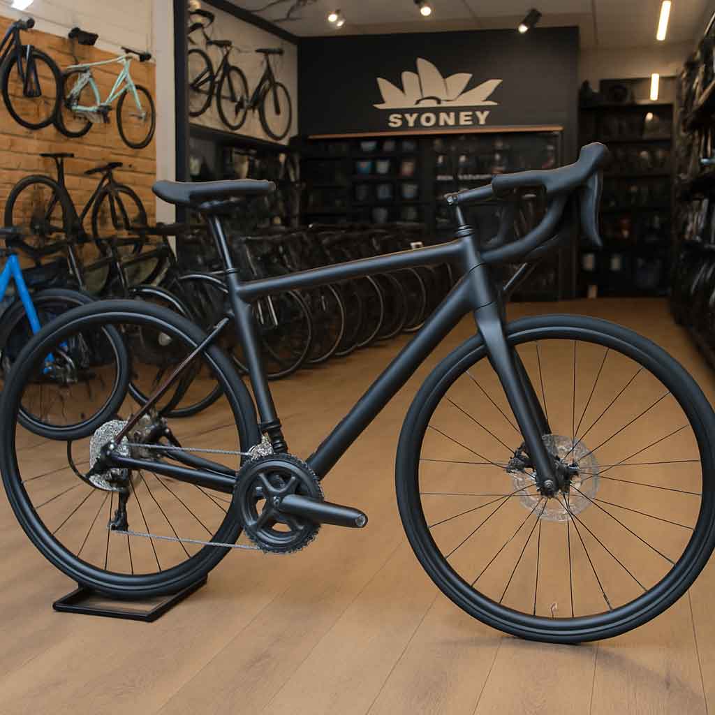 A road bike displayed in a Sydney bicycle shop