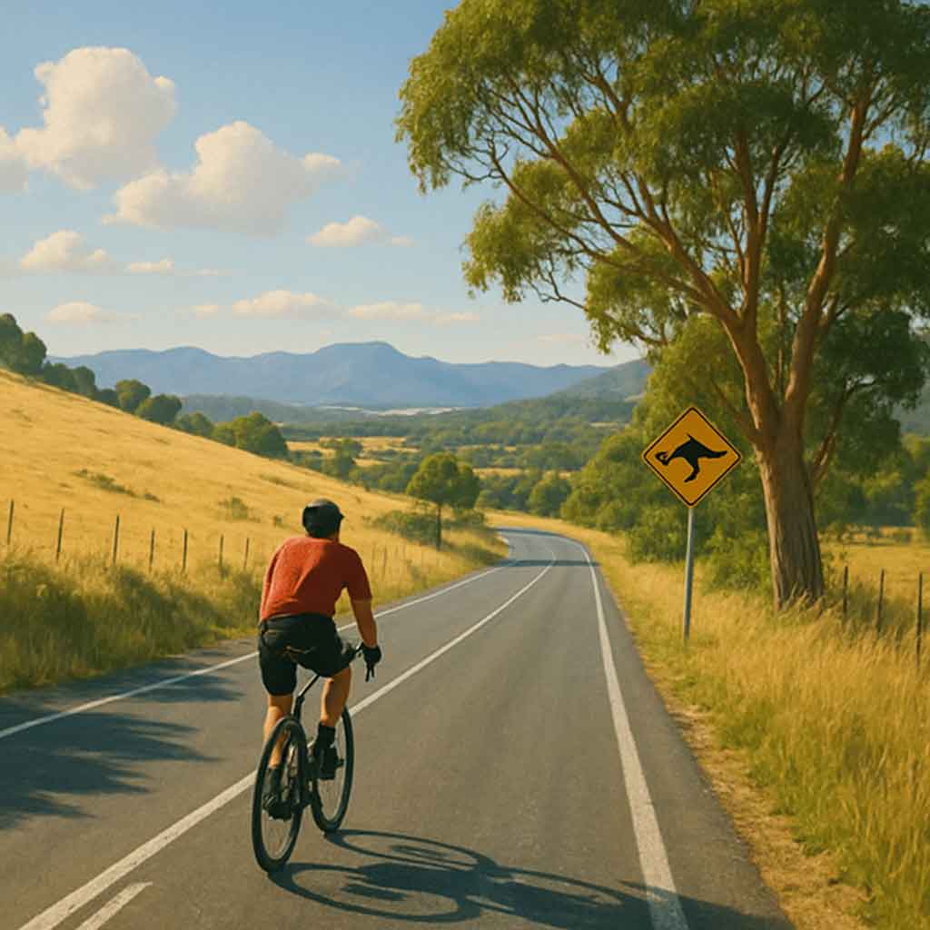 Cyclist enjoying a scenic road in Australia