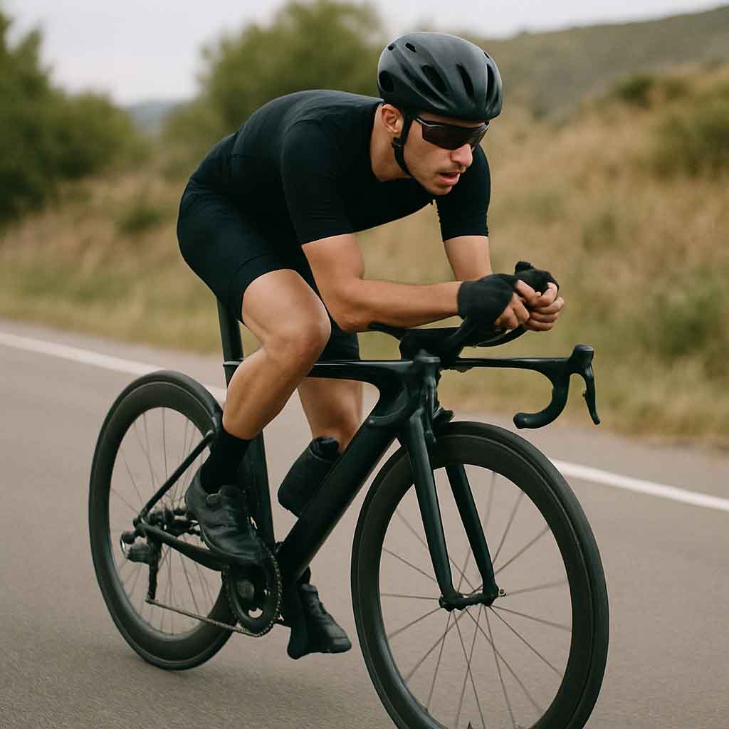 Cyclist on an aero road bike