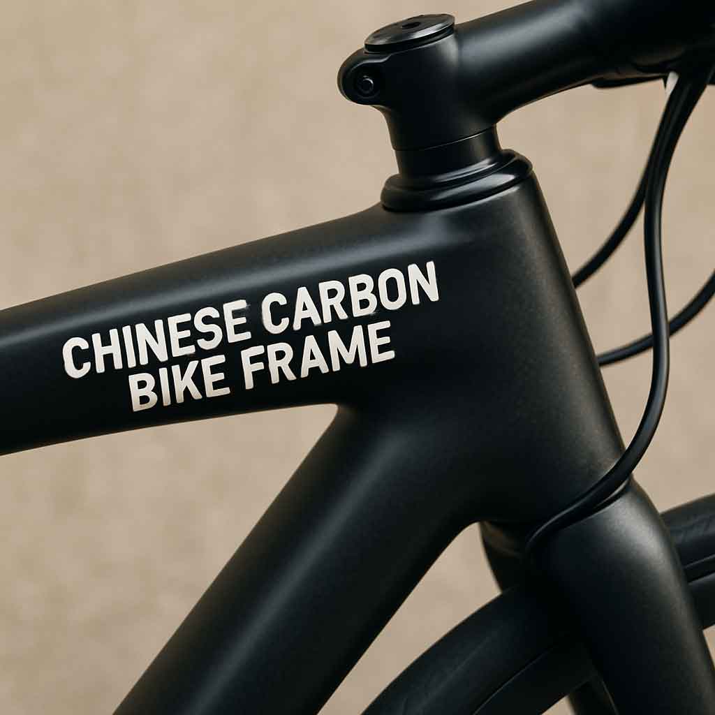 Close-up of a Chinese carbon bike frame