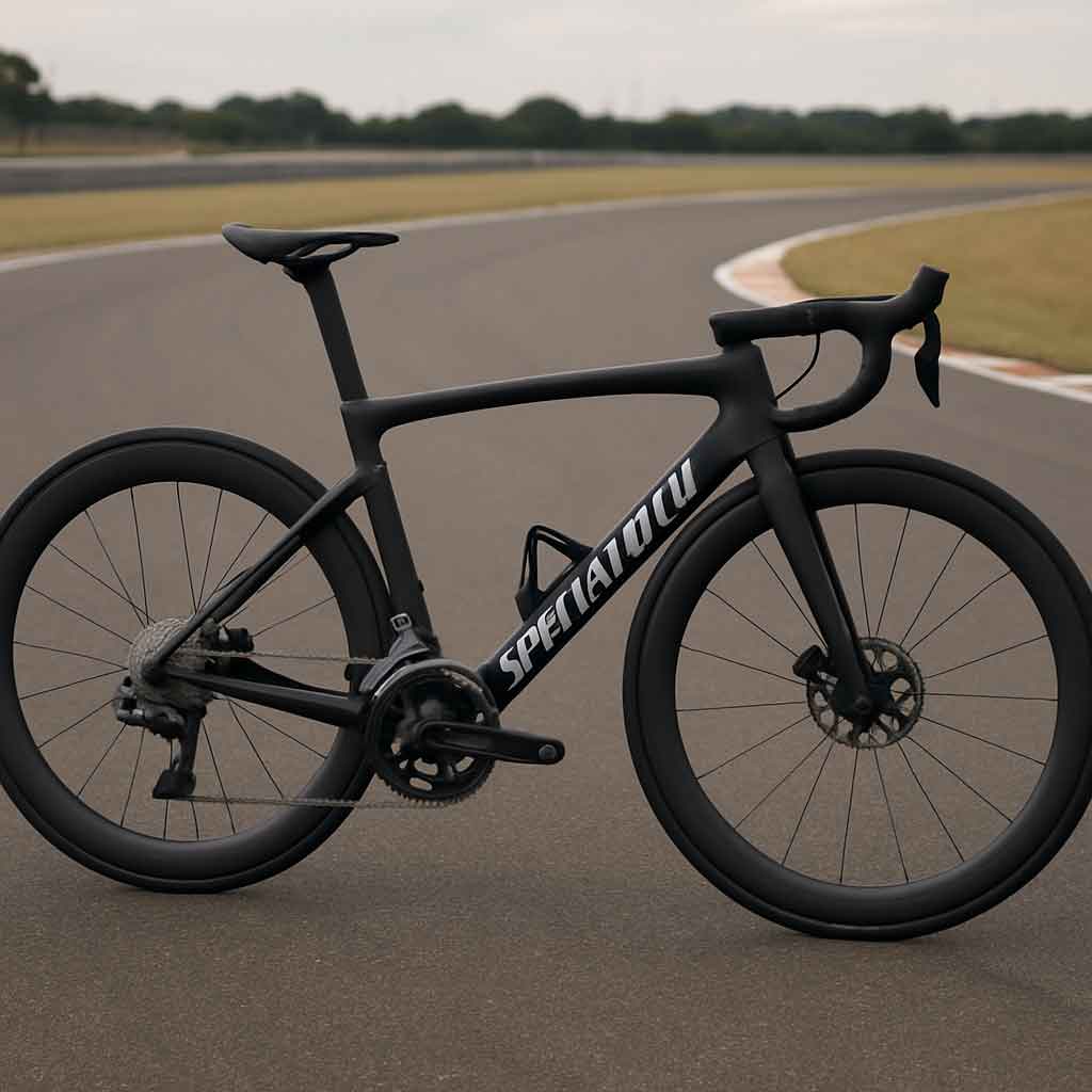 specialized tarmac sl7 on a race track