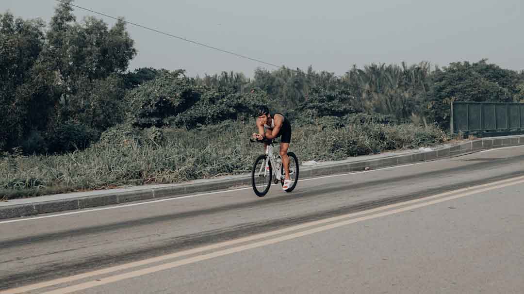 Cyclist riding a carbon road bike