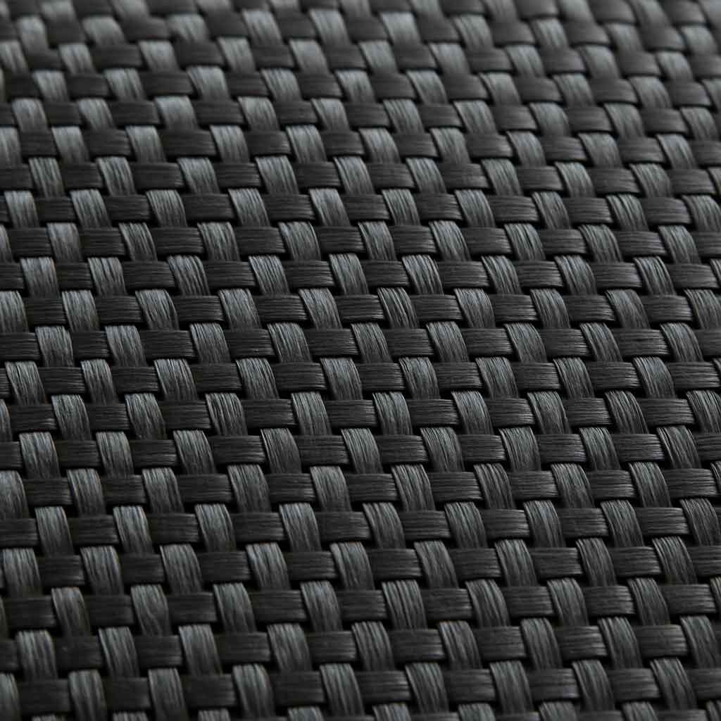 A close-up shot of a raw, woven sheet of carbon fiber fabric, showing its texture before resin is applied