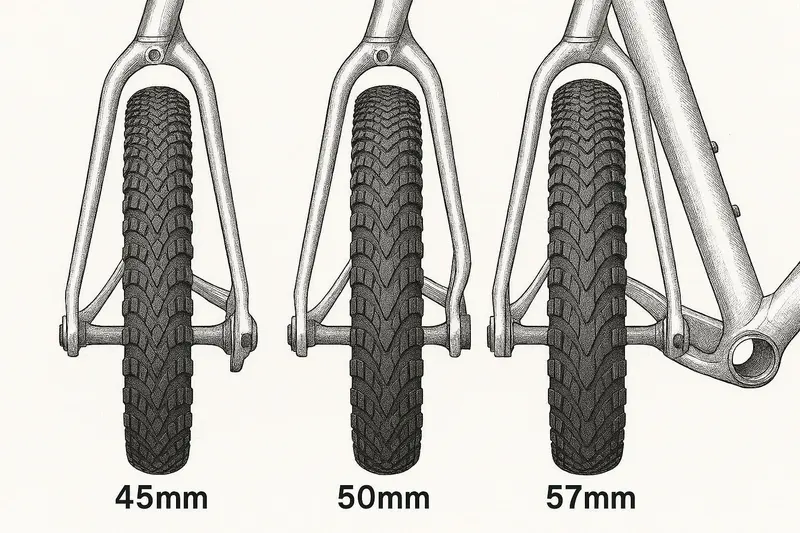 Gravel Frame Tire Clearance: 45mm vs 50mm vs 57mm