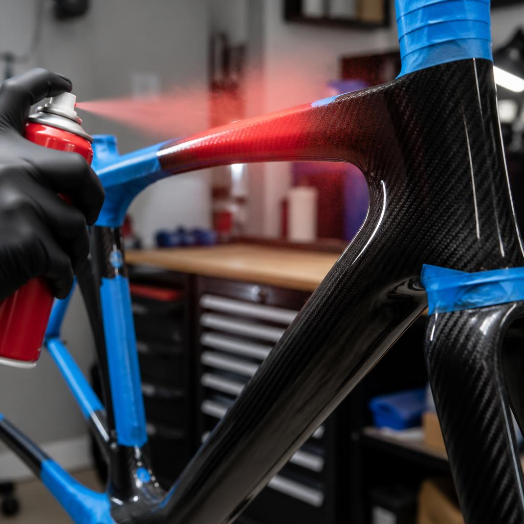 Painting carbon fiber bike frame with spray can