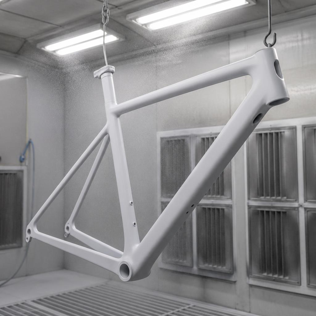 Primer coat on carbon bike frame