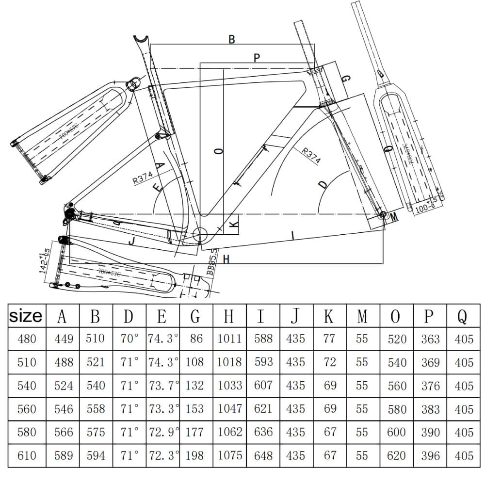 57mm gravel bike frame geometry