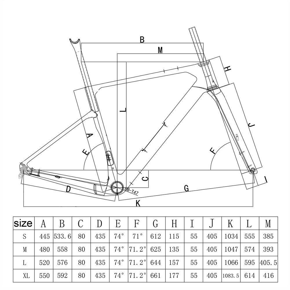 FM346 carbon gravel bike frame geometry