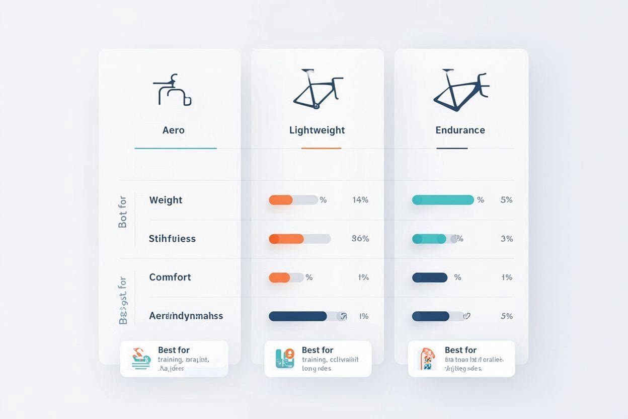 Comparison chart aero vs lightweight vs endurance