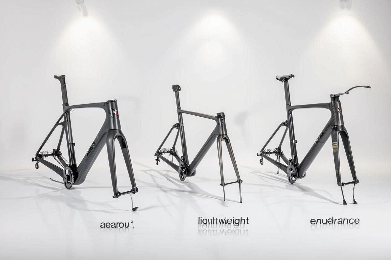Three types of carbon road frames: aero, lightweight, endurance