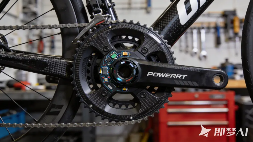 Power meter installed on carbon crank