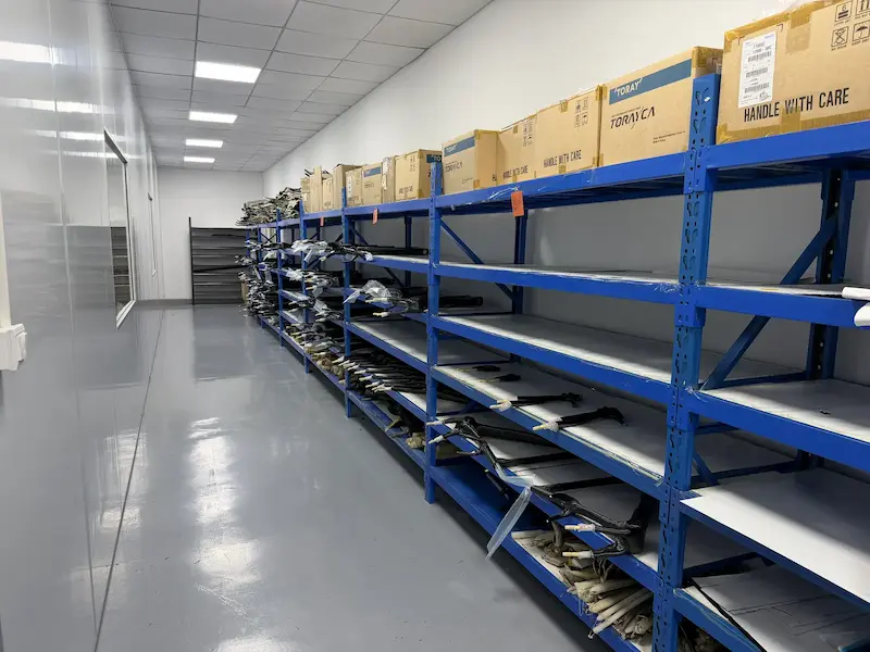 TORAYCA carbon fiber prepreg rolls and cartons in the Mondince material store